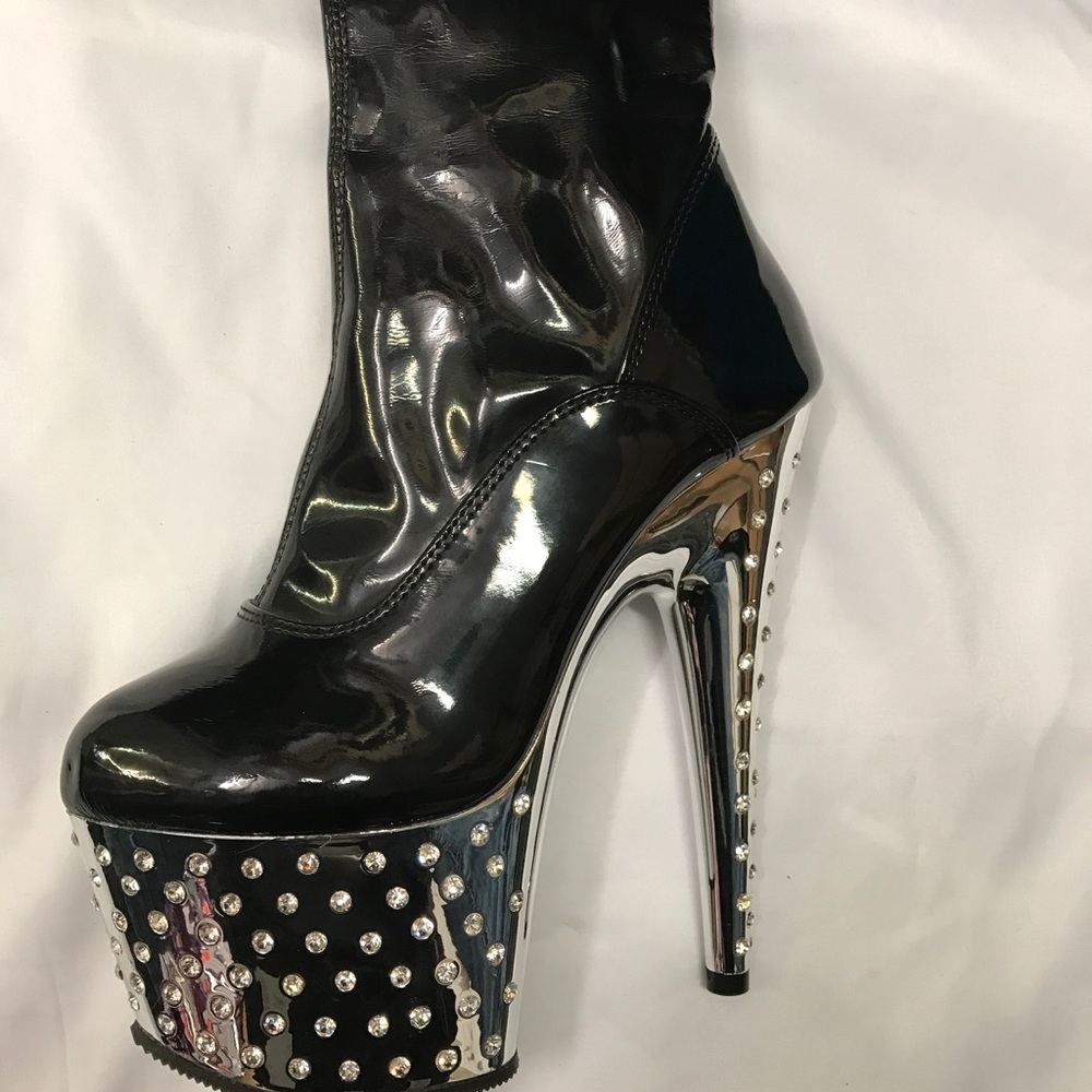 Knee high boots platform with rhinestones new